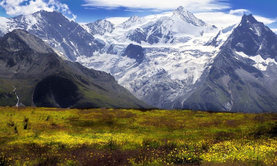 Zinalrothorn above the Moming Glacier in the Zermatt Region of the Swiss Alps