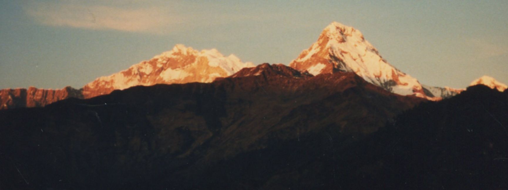 Sunset on Annapurna South Peak from Kali Gandaki River Valley