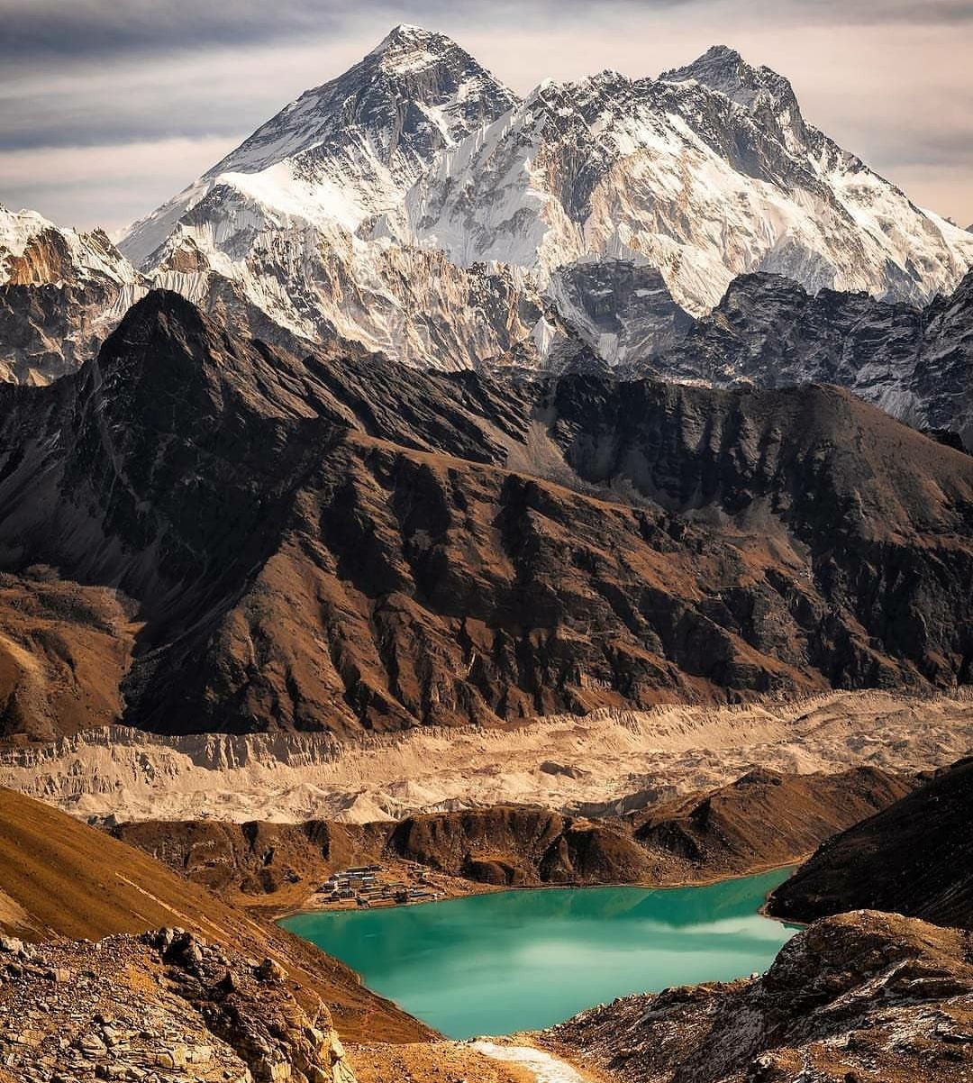 Mount Everest and Lhotse from Renjo La