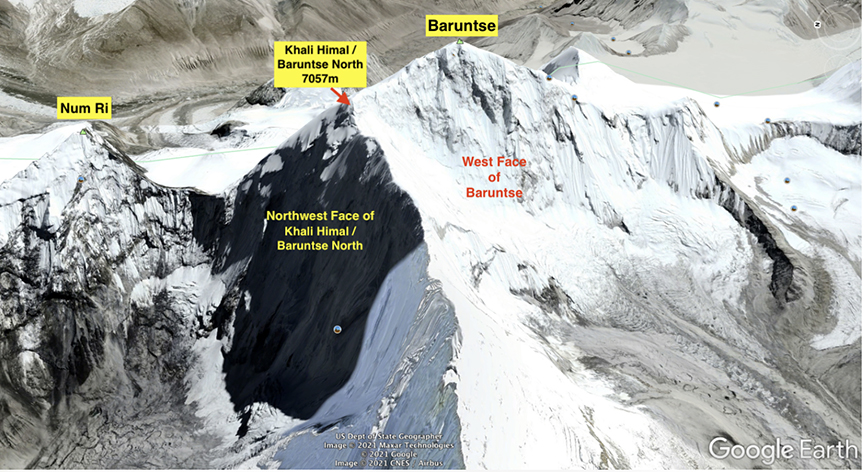 Aerial view of Mount Baruntse