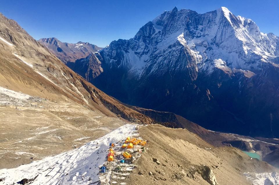 Mount Pang Puchi from High Camp on Manaslu