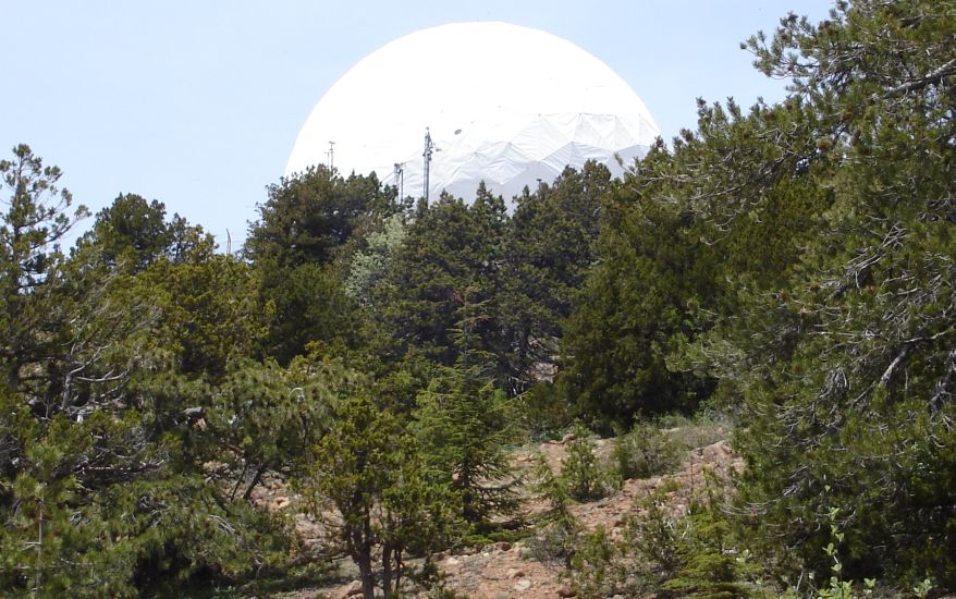 The dome of the UK radar station on the summit of Mount Olympus