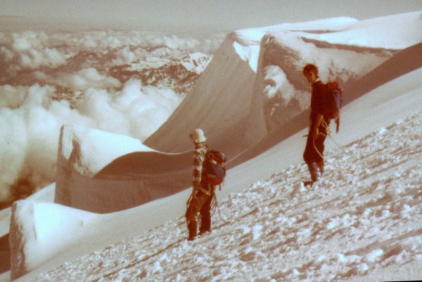 Descending from summit of Mont Blanc