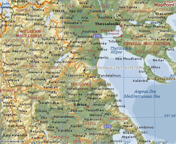 Location Map for Mount Olympus