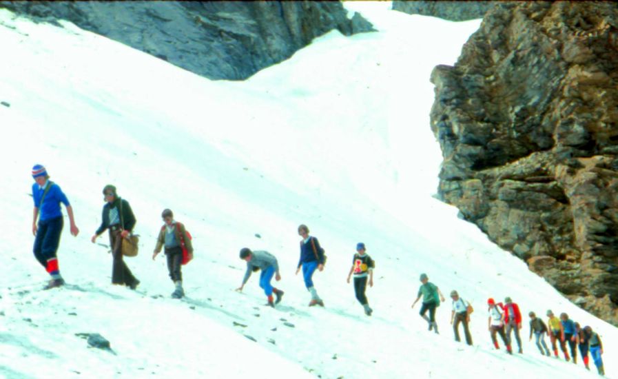 24th Glasgow ( Bearsden ) Scout Group on ascent of the Wildstrubel in the Bernese Oberlands Region of the Swiss Alps