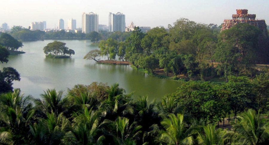 Kandawgkyi Royal Lake in Yangon ( Rangoon ) in Myanmar ( Burma )