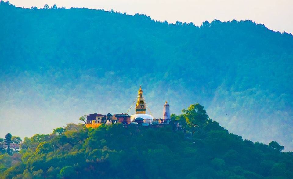 Swayambunath ( the "Monkey Temple " ) above Kathmandu