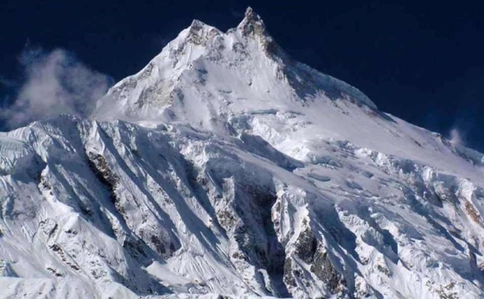 Mount Manaslu on ascent from Samdu Village to Larkya La