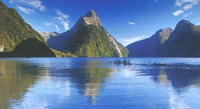 Mitre Peak in Milford Sound in Fjiordland of the South Island of New Zealand