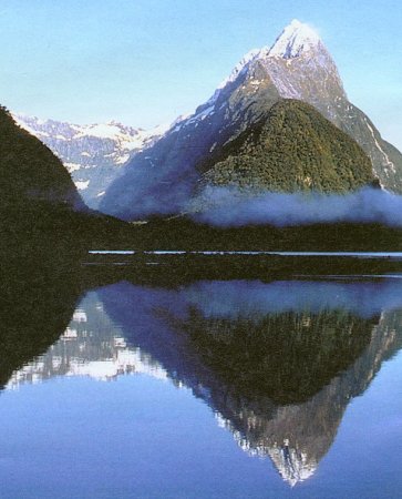 Mitre Peak in Milford Sound in Fjordland of the South Island of New Zealand