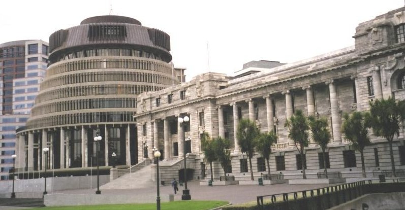 The "Bee Hive" at the Parliament Buildings in Wellington on North Island of New Zealand