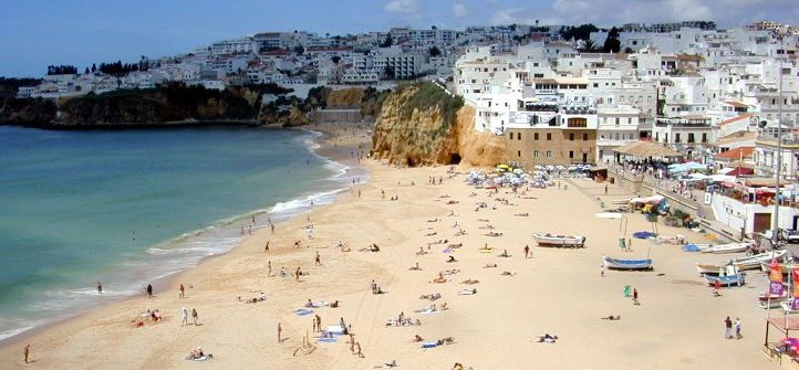 Fisherman's Beach at Bryn in Albufeira in The Algarve in Southern Portugal