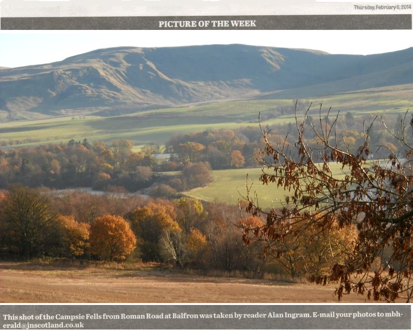 The Campsie Fells from Roman Road at Balfron