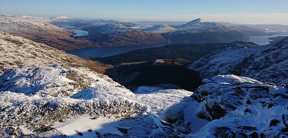 Ben Ledi, Loch Arklet, Loch Katrine and Loch Lomond from Ben Vane