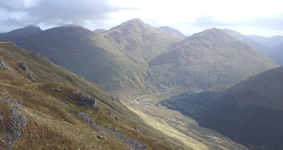 Beinn Ime and the Arrochar Alps from Beinn an Fhidhleir in the Southern Highlands of Scotland