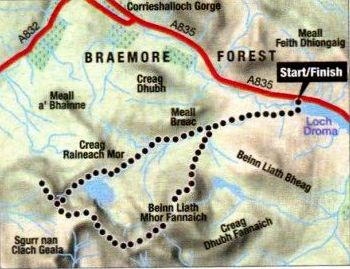 Map of The Fannichs in the North West Highlands of Scotland