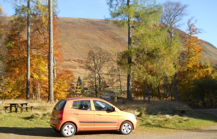 Car park at Innerwick in Glen Lyon