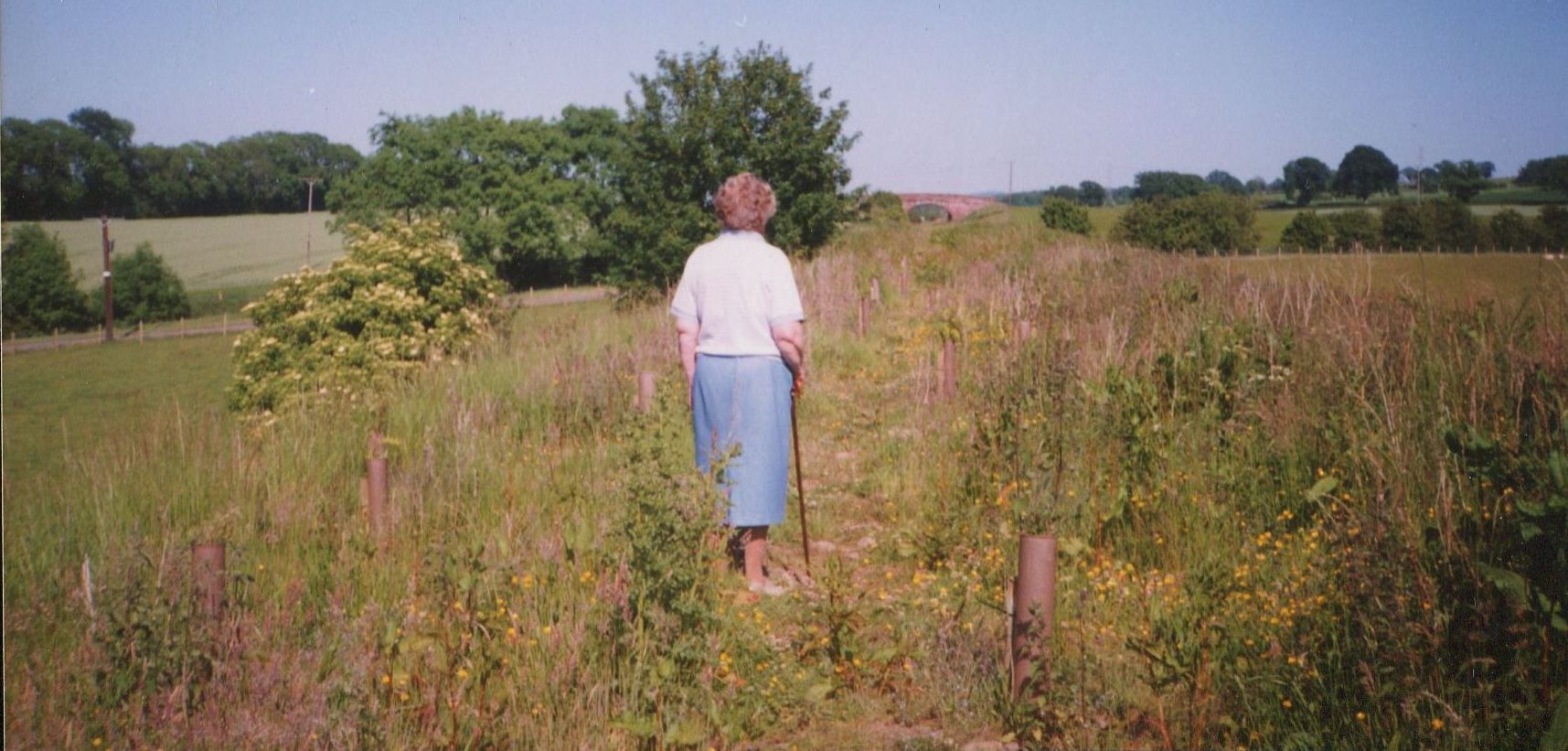 Charlotte ( Cameron ) Ingram on route of former railway line near Cargill