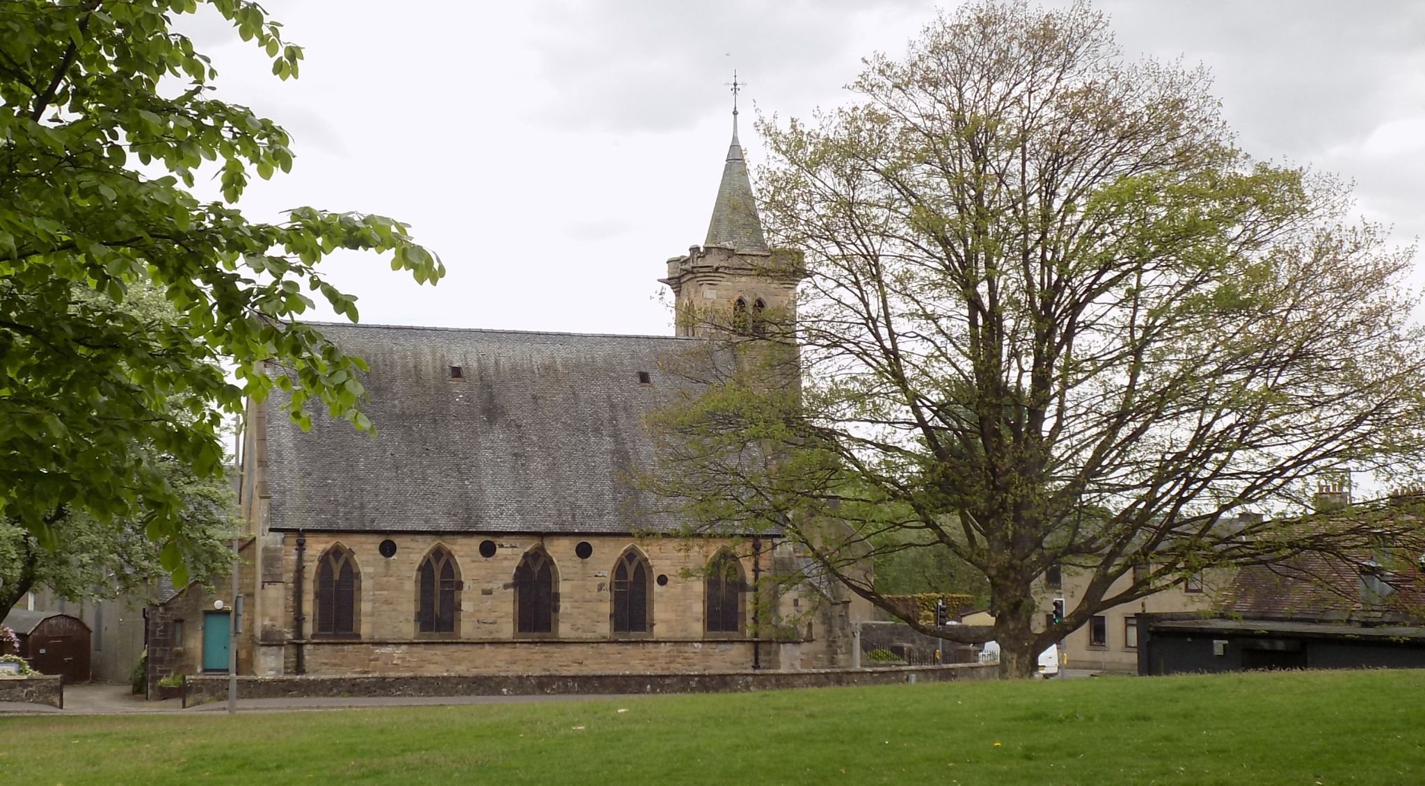 Dunipace Parish Church from Herbertshire Castle Park