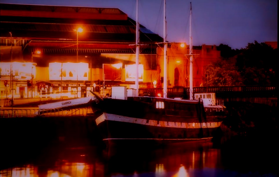 The "Carrick", old clipper, at the Broomielaw on River Clyde in Glasgow city centre