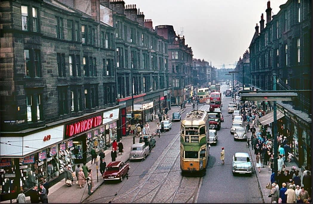 Glasgow: Then - Tram car in Dumbarton Road - 1961