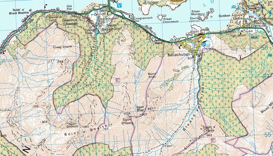 Map of Beinn a Bheithir