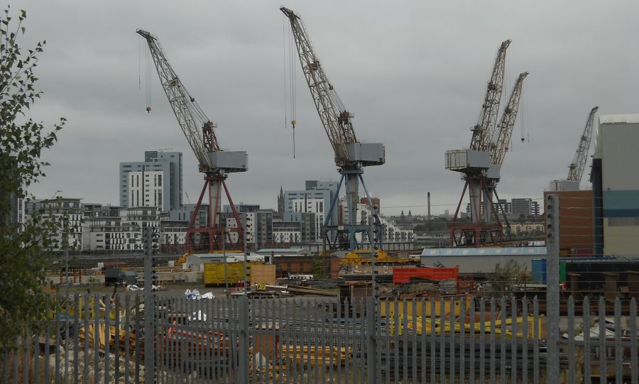 Shipyard Cranes at BAe Systems on the River Clyde at Govan