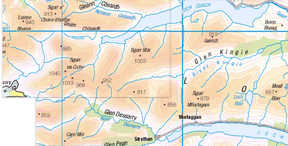 Map of Sgurr Mor and Gairich in Knoydart