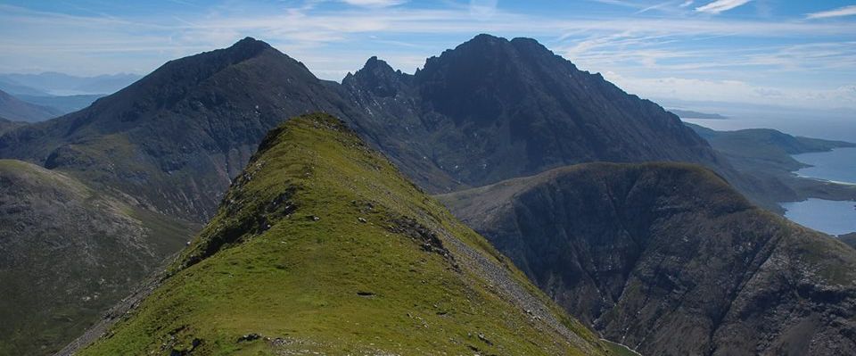 View from Blaven ( Bla Bheinn ) on Isle of Skye in Western Islands of Scotland