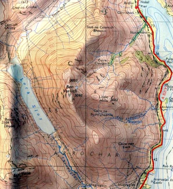 Map of Ben Vane and Ben Vorlich