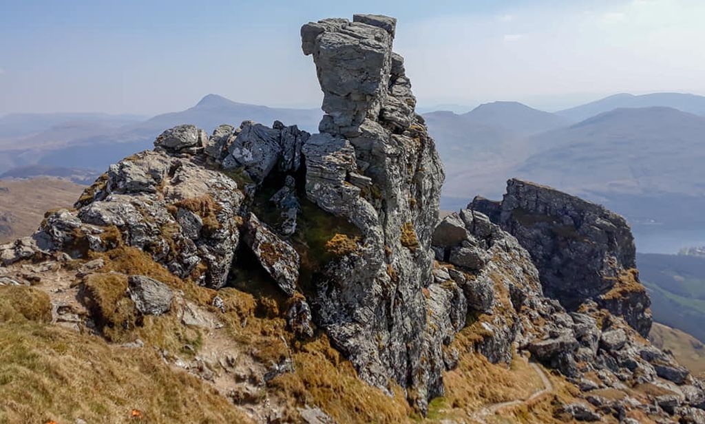 Summit of Ben Arthur - the Cobbler - in the Southern Highlands of Scotland