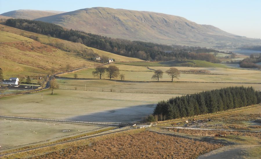 Campsie Fells and the Strathkelvin Railway Path from Dunglass