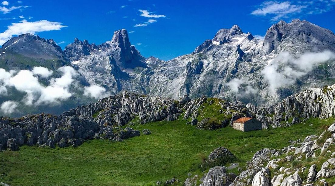 High alpine meadows on approach to Naranjo de Bulnes in the Picos de Europa