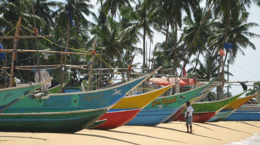 Fishing Boats on Beach at Hikkaduwa