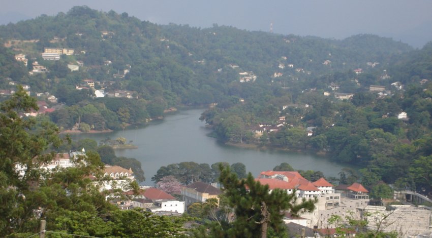 Kandy and Boganbara Lake from hilltop above