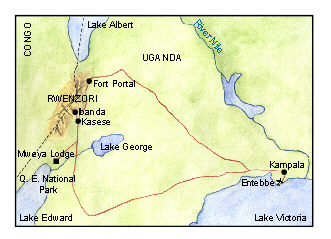 Access Map for Rwenzori Range